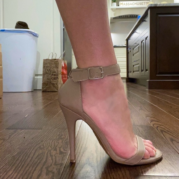 Shoes - Open toed nude heels